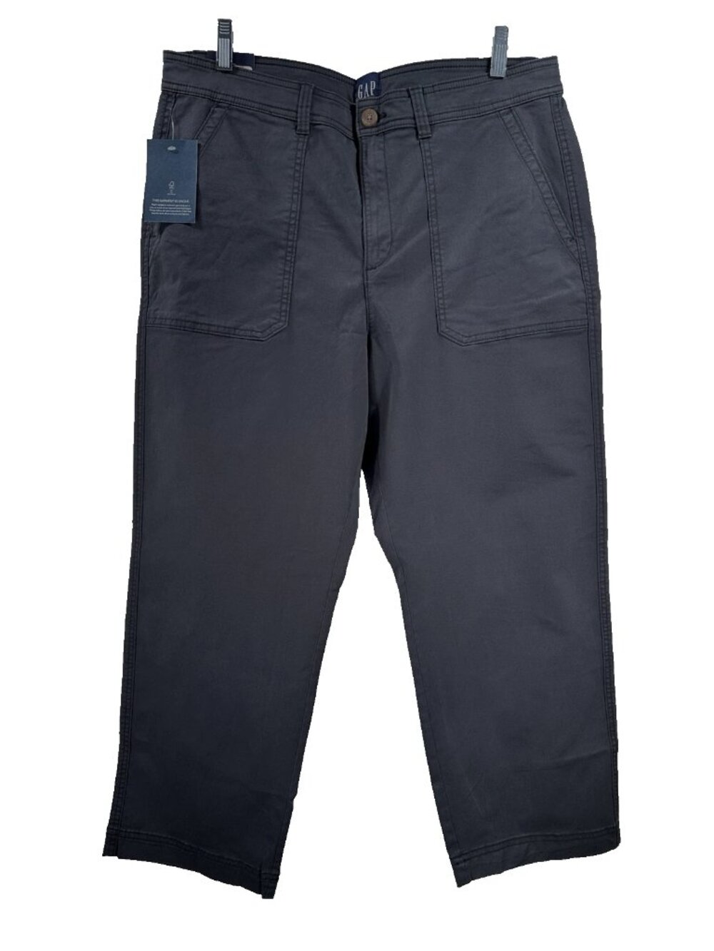 Gap Ankle Trouser Pants Black Charcoal Pockets Women's Size 16 27" Inseam
